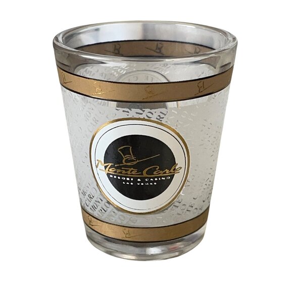 Monte Carlo Resort Casino Las Vegas Logo Double-Sided Frosted Shot Glass - Picture 1 of 3